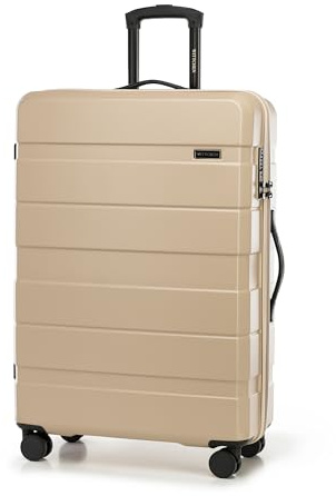 WITTCHEN Valise Grande Taille Valise de Voyage Valise à roulettes Coque Rigide en ABS avec 4 roulettes Spinner Serrure à Combinaison Poignée télescopique COMODO Line Taille XL Beige