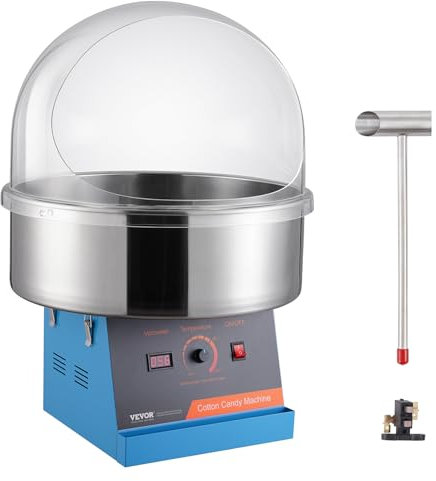 VEVOR Elektrische Zuckerwattemaschine, 1000 W Zuckerwattegeräte, Kommerzielle Zuckerwattemaschine mit Abdeckung, Edelstahlschüssel & Zuckerlöffel, Perfekt für Familienfeiern, Partys (Blau)