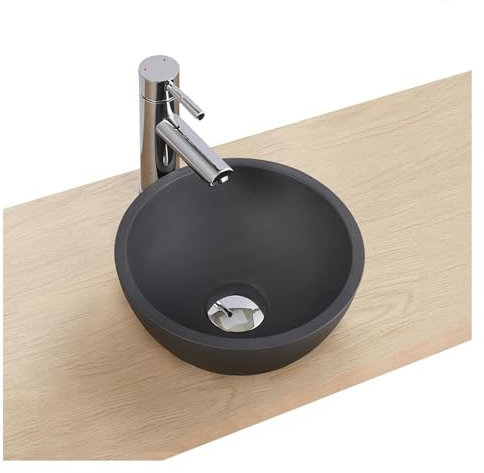 MOB-IN Vasque Lave-Mains à Poser Ronde en béton Gris 26cm