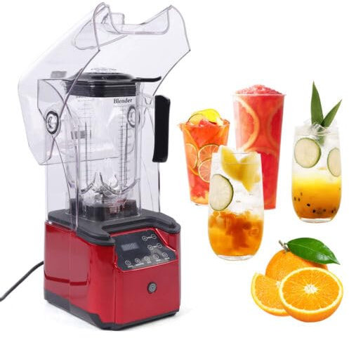 Frullatore frullatore frullatore ad alte prestazioni con isolamento acustico, mixer per smoothie, cappa fonoassorbente, miscelatore elettrico, funzione shake Ice Crush, grande capacità, 2,2 l, 2200 W