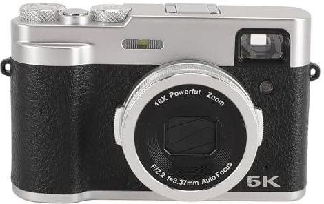 5K Digitalkamera für Fotografie, 48 MP Autofokus Vlogging Kamera mit Objektiv Vorne und Hinten, 16 facher Digitalzoom Vlogging Videokamera Anti Shake Retro Reisekamera für (Black)