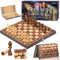 HOVIBU Jeu d'échecs, 3 en 1 Echiquier Magnetique en Bois, Portable et Pliable Echecs, éChecs De Voyage pour Enfants et Adultes
