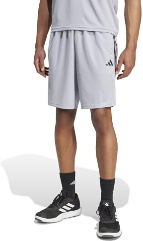 adidas Herren Train Essentials Piqué 3-Stripes Training Shorts, Halo Silver/Black, XL