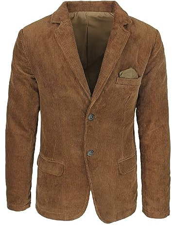 Evoga Giacca Uomo Invernale Velluto a Coste Elegante Casual Due Bottoni (IT, Testo, 4XL, Regular, Regular, Marrone)