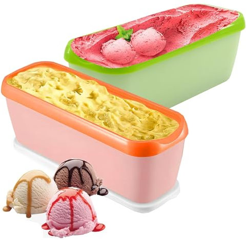 YouXiaor 2PCS Bacs à Glace avec Couvercle,Bacs à Glace pour Crème, Réutilisables Récipient à Glace pour les Crèmes Glacées Fait-maison,vos Sorbets,Yogourts