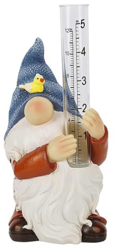 Alnicov Nain de Jardin en résine avec pluviomètre pour décoration de Jardin, de terrasse ou de Cour