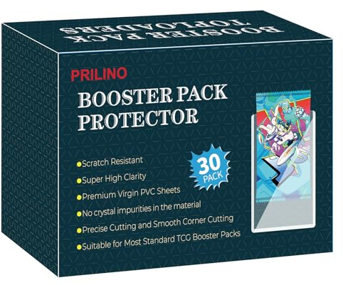 30-Pack Booster Pack Topload Holders - Cards Booster Packs Protector, UV Protection Protect, Premium Top Loaders Secure Protection Collectible Cards, Card Protectors Hard Plastic and Clear Display