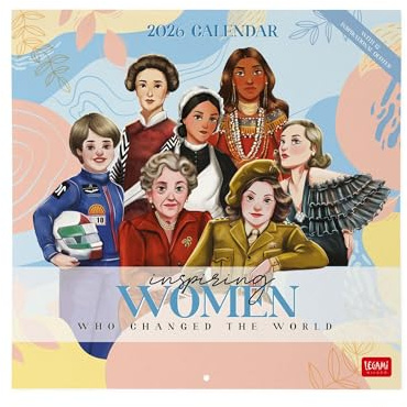 Legami - Calendario da Parete 2026, Inspiring Women, Calendario da Muro Grande, 12 Mesi e Planner Annuale, in Inglese, Spazio per Note, Segni Zodiacali, Festività Internazionali, 30 x 29 cm