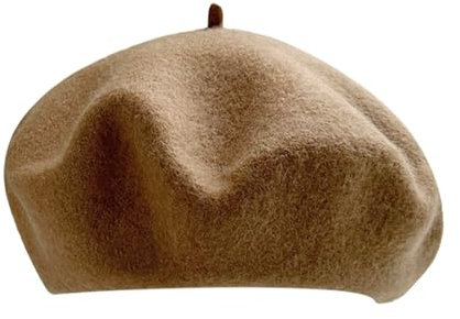 Bonnet Béret en Laine Béret Français Bonnet Hiver pour Artiste et Peintre Couleur Unie Femme Béret Basque Français Uni Bonnet Cache-Oreilles (G, M), g, M