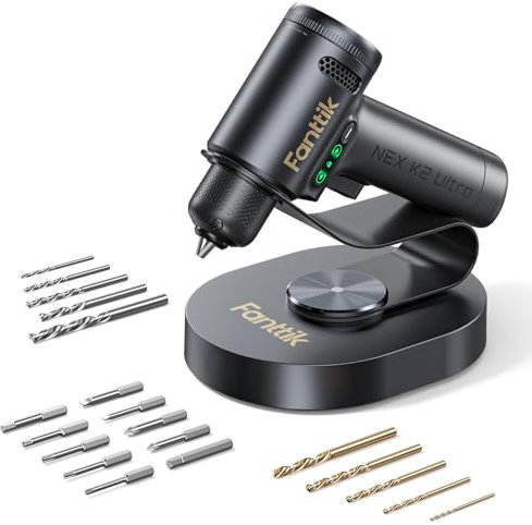 Fanttik K2 Ultra Akku-Bohrschrauber mit 2500-mAh-Akku, Akkuschrauber Max. 30 Nm, Max. 1250 U/min, TapSwitch-Funktion, 10-mm-Bohrfutter und Werkzeug-Set für Heimwerker & DIY