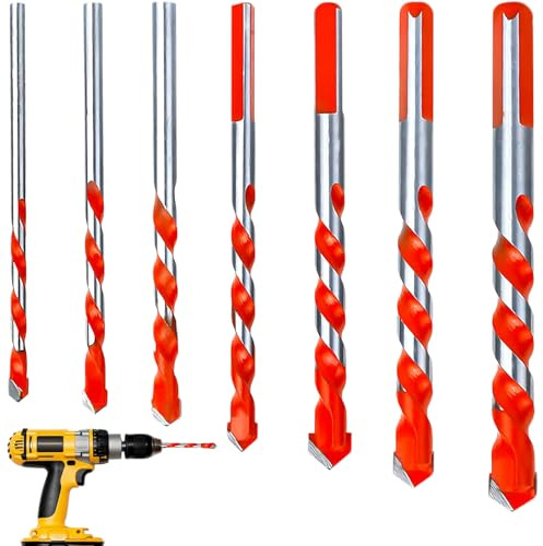7 PCS Tungsten Carbide Masonry Drill Bits, 3-12mm Tipped High Speed Carbide Bit Set for Metal Steel Ceramic Tile Concrete Brick Plastic Wood