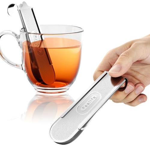 Feelife Tea Infuser for Loose Leaf Tea, 2-in-1 Tea Scoop Infuser Fine Mesh Tea Strainers for Loose Tea Single Cup, 304 Stainless Steel Loose Leaf Tea Steeper