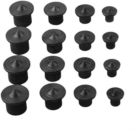 Eawfgtuw Set di 16 tasselli per l'allineamento del trapano in acciaio e legno, 6 mm, 8 mm, 10 mm, 12 mm, perni di marcatura a tenone, localizzatore di giunti per mobili, colore nero