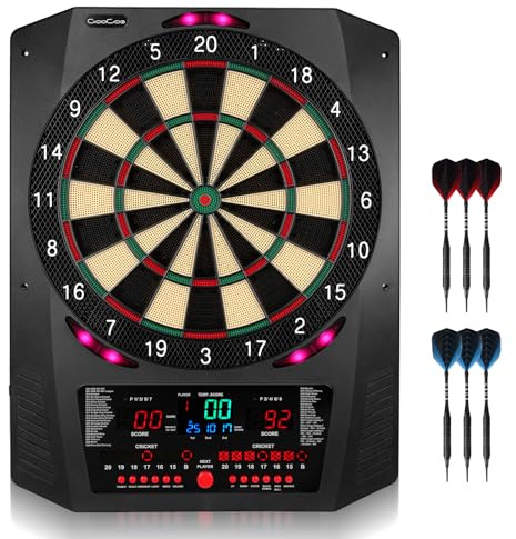 Electronic Dartboard, Electric Soft Tip Dart Boards for Adults with Heckler and Lights Effects, Digital Dart Boards with 6 Darts, 100 Soft Tips