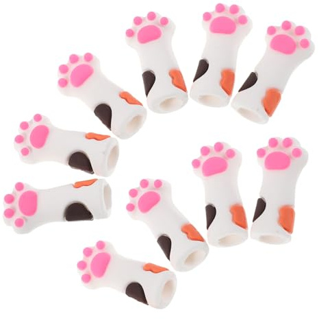 MUCKLILY 10 Fundas Protectoras de Silicona Reutilizables para Herramientas de Manicura y Pedicura Forma de Pata de Gato Protección Completa en Color Blanco