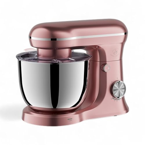 Royal Swiss® Robot Pâtissier 5L – 1500W – 10 Vitesses + Fonction Pulse | Mouvement Planétaire 360° | Bol Inox & Couvercle Anti-Éclaboussures | Silencieux – Couleur Menthe Élégante (Pink, 5L)