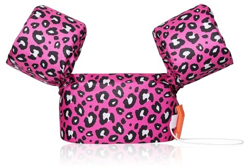 MoKo Gilet da Nuoto per Bambini, Giubbotti da Nuoto, Giubbotto Nuoto per Bambini, Gilet Galleggiante, Giacca da Nuoto, Giubbotto Gallaggiante da Nuoto, Magenta & Nero Bianco Leopardo