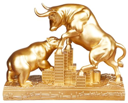 Kuntesetty Statua Decorativa di Toro in Resina, Scultura Creativa, Ornamento Da Collezione, Centrotavola, Adatta Come Regalo Finanziario, Ufficio, Soggiorno, D, Oro