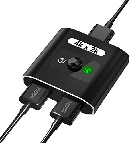 HDMI-omkopplare 4K HDMI-splitter, aluminium 2.0 HDM Spliter 1 i 2 Out och 2 i 1 Out, dubbelriktad 4K@60Hz 3D HDR 1080P HDM AB switchbox för DVD X Box Roku TV Fire Stick Blu Ray PC