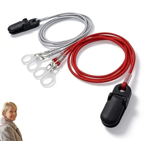 Zlokdraxy lot de 2 pinces pour appareils auditifs avec cordon, bande de protection pour appareils auditifs bilatéraux, cordon de fixation et de protection pour adolescents, personnes âgées et adultes