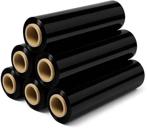 TELECAJAS | Film Estirable Negro Opaco | 23 micras - 1,5 kg/ud - 125 mts - 1 Caja (6x uds.)