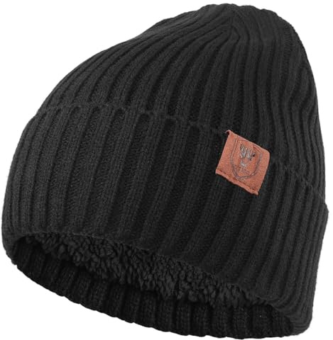 OZERO Knit Beanie Winter Hat, Thermal Thick Polar Fleece Snow Skull Cap for Men and Women