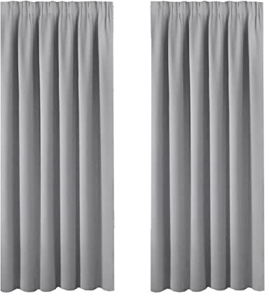 BellaHills Blackout Curtains 2 Panels Set Room Darkening Drapes Thermal Insulated Solid Pencil Pleat Window Treatment Pair for Bedroom, Nursery, Living Room, Dove Grey