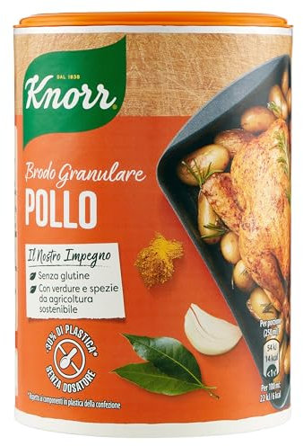 Knorr Brodo Granulare Pollo - Brodo di Pollo Pronto, Ricco di Sapore, con Verdure da Agricoltura Sostenibile, Senza Glutine, Lattosio e Conservanti, -30%* Plastica