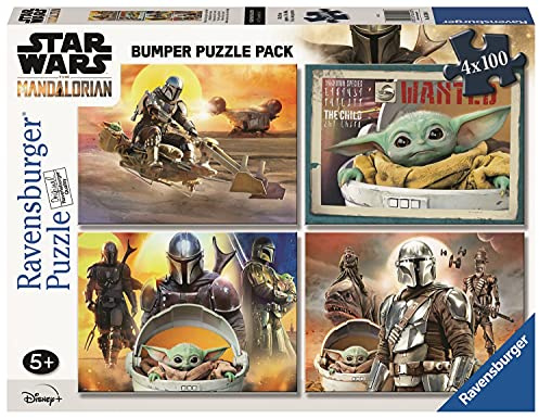 Ravensburger - The Mandalorian Puzzles Pack Of 4 | Puzzle 5 Years Or Over | Gift Child 5 Years Or Over 100 Pieces Each | Kids Puzzles 36 X 26 Cm Puzzle