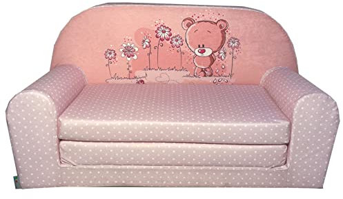 FORTISLINE – Kindersofa MINI ausklappbar 40x78x45cm - Kindersofa für Kinder 2in1 - Kindercouch ausklappbar - Schlafcouch aus Schaumstoff - Abnehmbarer Bezug - Viele Motive