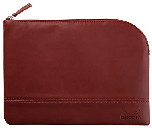 Rhodia 116627C - Rhodiarama pochette zippé en simili cuir italien - taille M (16x22 cm) LIE DE VIN