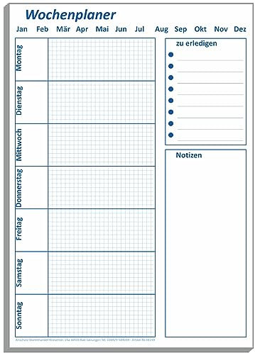 Wochenplaner A5 Notizblock To do Liste Notizen Block Terminplaner 50 Blatt