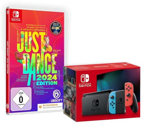 Nintendo Switch Konsole - Neon-Rot/Neon-Blau + Just Dance 24 Switch