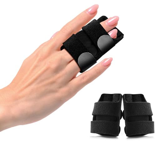 VerteLife 2 Piece Finger Splints Upgraded Trigger Finger Brace Breathable Mallet Finger Support Finger Buddy Wraps Adjustable Finger Sleeve Protector for Arthritis and Injured Finger