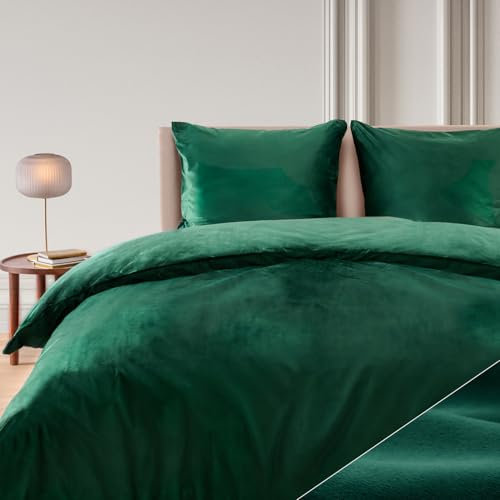 Blumtal Bettwäsche 135x200 cm im Cashmere-Touch - OEKO-TEX zertifizierter Bettdeckenbezug 135x200 + Kissenbezug 80x80 - extra weicher Bettbezug 135 x 200 Mikrofaser - Duvet/Bettwäsche 135x200 Grün