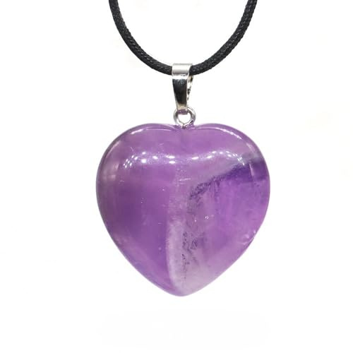 Collar de Cristal de Amatista Natural En Forma de Corazón con Cordón Trenzado,Colgante,Collar de Cristal Curativo Reiki,Joyería de Chakras,Regalo Para Mujeres Y Hombres