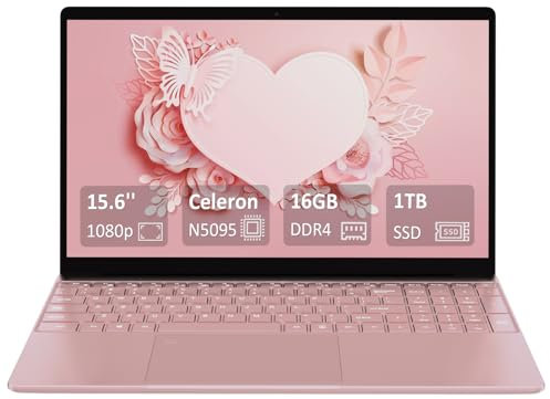 2025 Neueste 15.6 Zoll FHD Laptop|16GB RAM 1TB SSD|Quad-Core Celeron N5095|QWERTY Tastatur mit Hintergrundbeleuchtung|Fingerabdruckleser|WiFi |HDMI|Notebook Computer für Unternehmen und Studenten|
