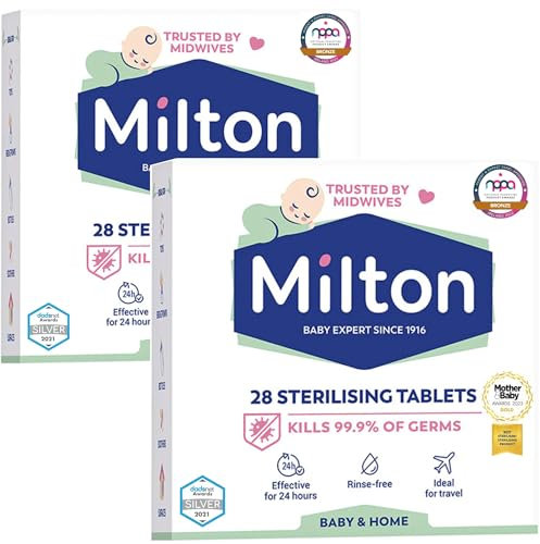 56 x Milton Sterilising Tablets - Kill 99.9% of Germs with Milton Cold Water Steriliser Tablets - 24 Hr Effective Milton Tablets for Bottles & Feed Equipments - Rinse-Free Milton Steriliser Tablets