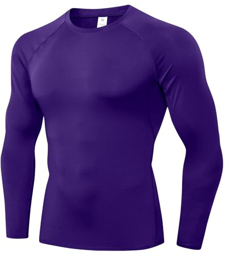 1/3-pack herr kompressionsskjortor atletisk långärmad sport löpning toppar träning undertröjor, Lila, M