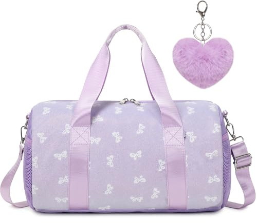 Kimwadalh Bolsa Deporte Niña Purpurina Pequeñas Bolsas de Viaje Deportiva Infantiles Niño Bolsa de Danza con Bolsillo Impermeable,para Ballet, Baile Latino y Danza Moderna