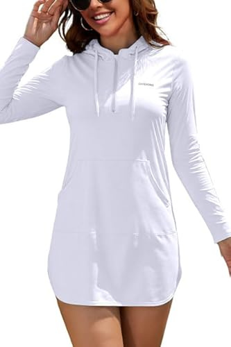 SHEKINI Maillot de Bain Rashguard Femme Anti-UV à Manches Longues Surfwear Front Half Zip avec Poches Surf Shirt Rash Guard pour Natation Plage