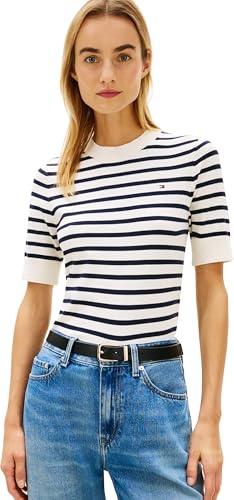 Tommy Hilfiger Co Jersey Fine GG C-nk SS Swt Ww0ww49705 Suéter pulóver Mujer (Pack de 1)