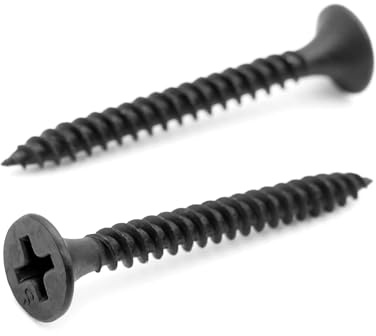 Design61 snabbbyggskruvar riggipsskruvar fintråd trumpethuvud PH-2 korsfördjupning härdat stål fosfaterad svart gipsskivsskruv gipsskivskruvar (3,5 x 25 mm, 200, stycken)