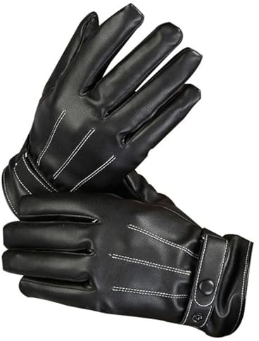 VPB Gants Homme en Cuir Synthétique，Écran Tactile Gants en Cuir pour Gentleman，Gants Tactiles Homme avec Doublure Chaude et Moelleuse,Automne et Hiver, pour Hommes