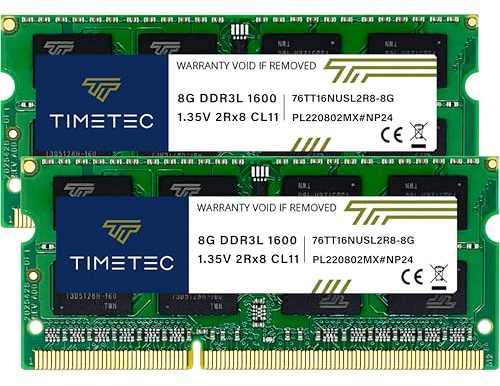 Timetec Premium 16GB KIT(2x8GB) DDR3L/DDR3 1600MHz(DDR3L-1600) PC3L-12800 Non-ECC Unbuffered 1.35V/1.5V CL11 2Rx8 Dual Rank 204 Pin SODIMM Laptop Notebook RAM