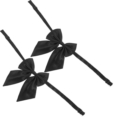 TOGEVAL Pajarita Negra Ajustable para Mujer 2 Piezas Lazo para Uniforme Escolar Japonés Jk Corbata para Dama Accesorio Versátil para Oficina y Eventos Material Resistente a