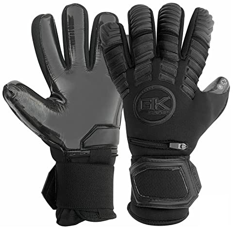 GK Saver Football Goalkeeper Gloves Protech Series Professional Size 6 to 11 Soccer GK Goalie Glove (Blackout YF, SIZE 9, Ambidextrous)