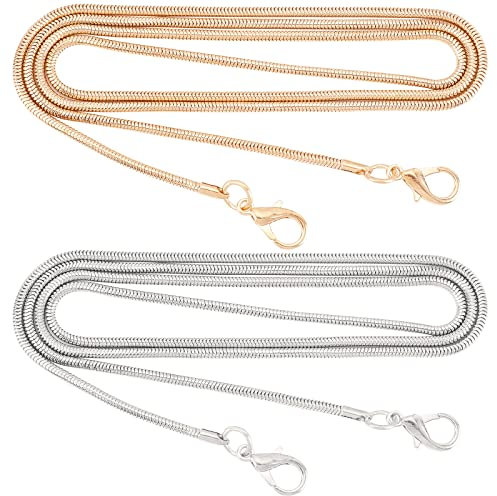 GORGECRAFT 2 Farben Metall Skinny Schlangenkette Taschenkette 110 cm Handtaschen-Ersatzkettenriemen Mit Karabinerverschluss Für DIY-Geldbörsen Umhängetaschen Bastelzubehör Handarbeitszubehör