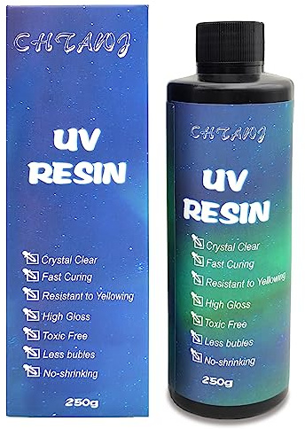 CHTAWJ Resina UV 250g transparente Tipo duro Nueva Fórmula resina uv DIY accesorios de arte de uñas pegamento de resina UV para fabricación de joyas…