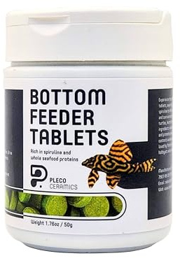 Plecoceramics Bottom Feeder Tablets Universal Fish Food for Aquarium Fish, Turtles, Goldfish, Catfish - Spirulina Protein Wafers (1.76 oz / 50 gr)